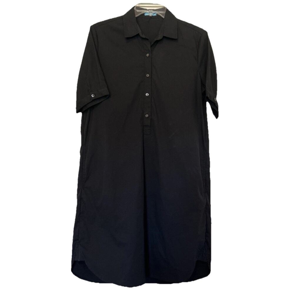 J. McLaughlin Arissa Black Cotton‎ Blend Short Sleeve Poplin Shirtdress Medium